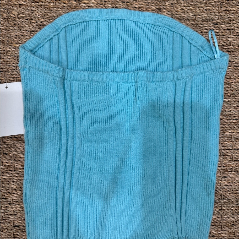 PacSun Teal Ribbed Knit Top - Picture 2 of 3